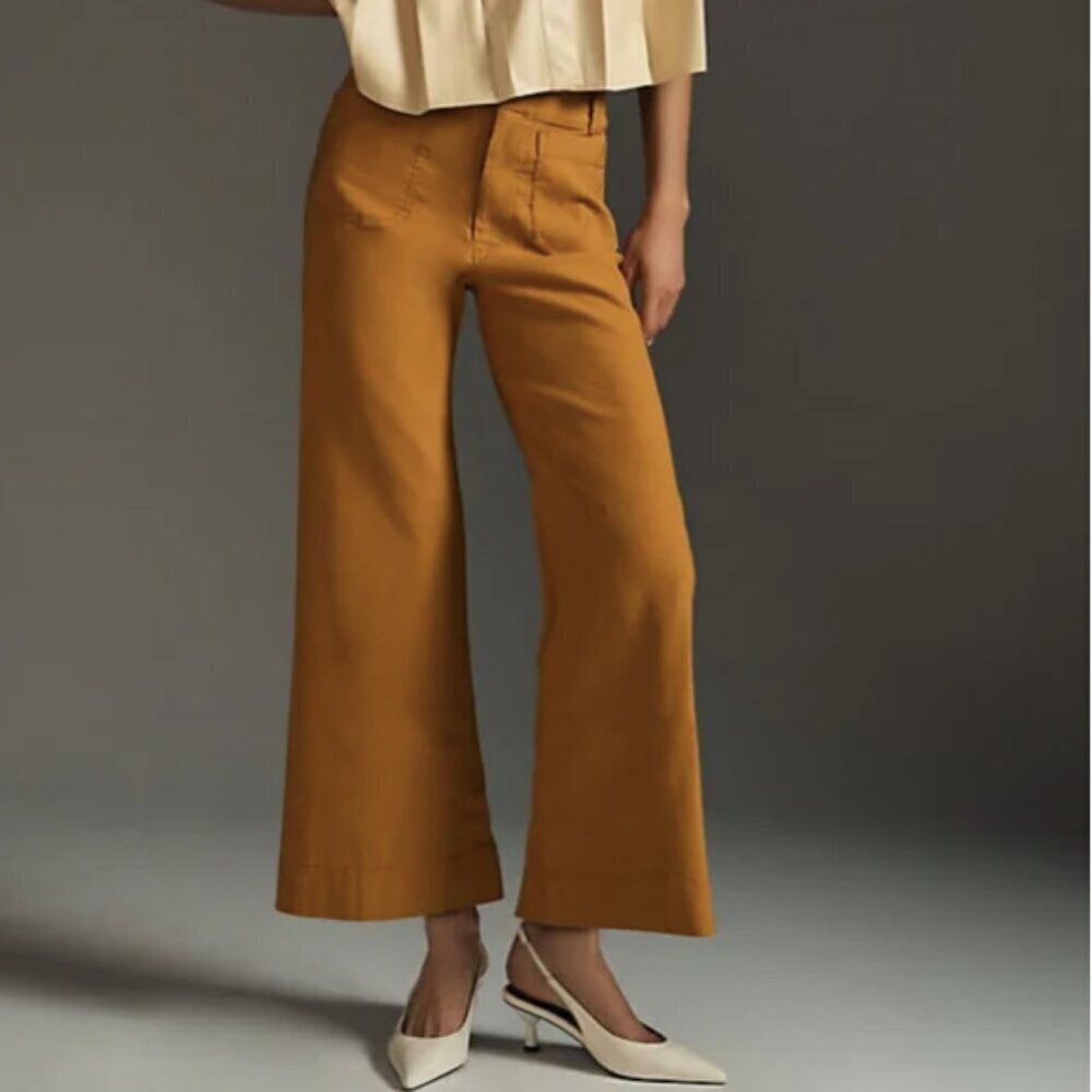 Anthropologie Maeve The Colette Crop Wide Leg Pants Magic Fabric 26W